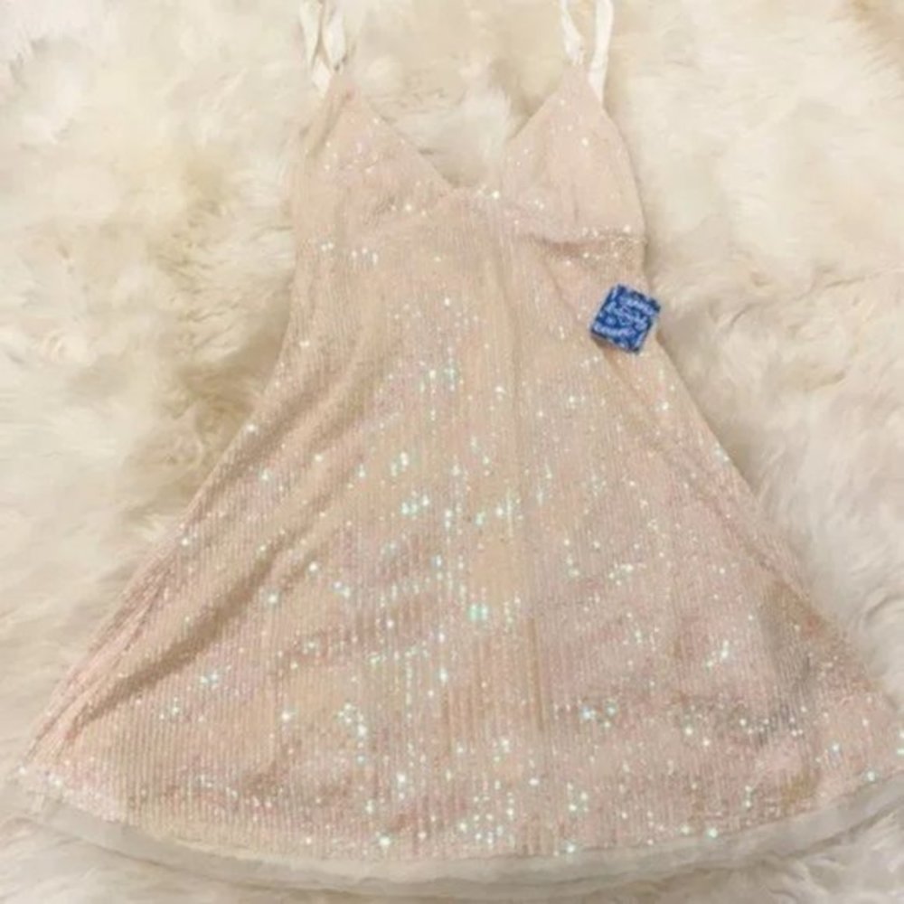 Free People Gold Rush Sequin Pearl Dress. XS,S,M,L - Picture 6 of 15